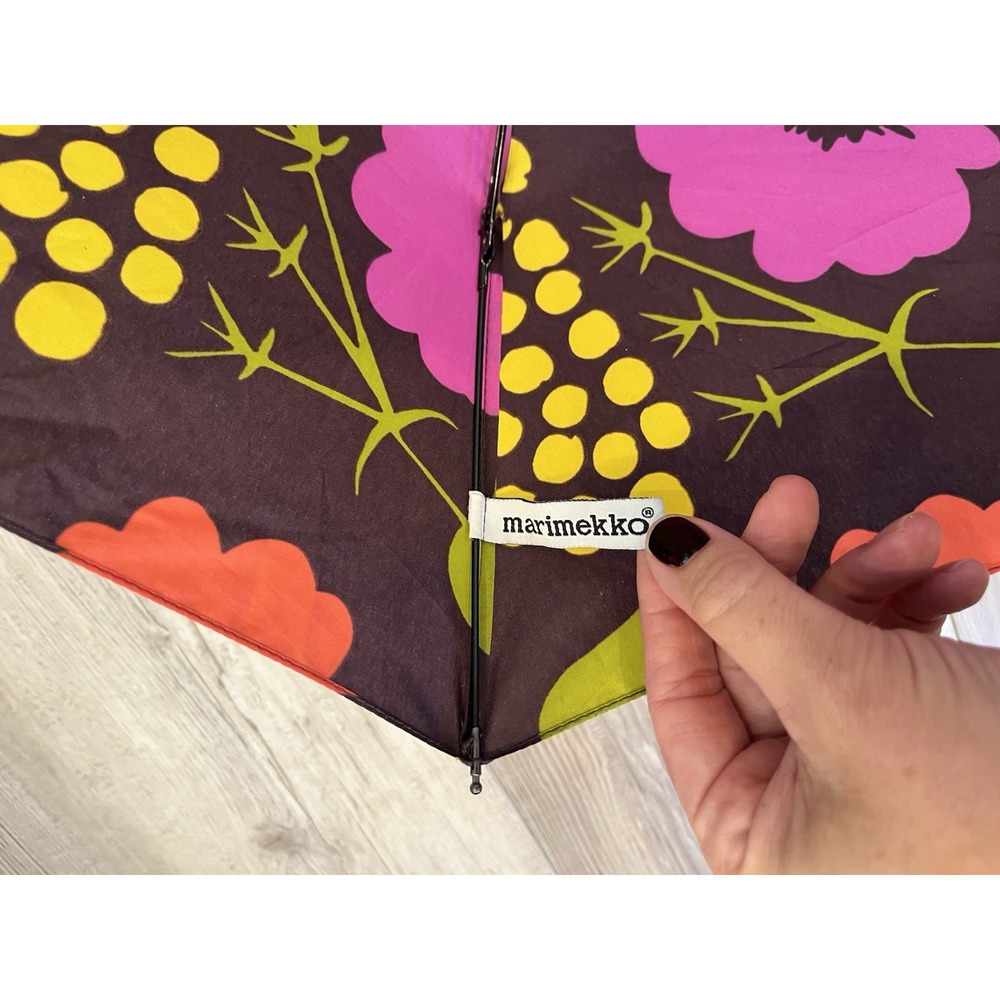 Umbrella Marimekko Kukkatori by Maija Isola Floral Green Pink Yellow Orange - Picture 7 of 16